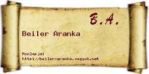 Beiler Aranka névjegykártya